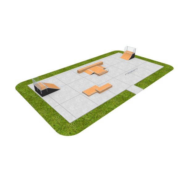 Skatepark moderne avec diverses rampes et rails - Skate Park 06