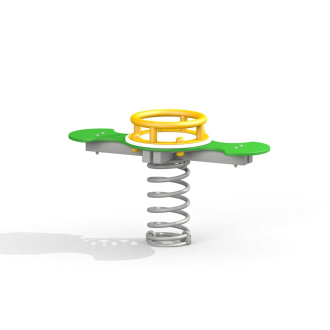 Jouet vert et jaune Clover Spring Rider (2 Seats) rocking avec ressort central.