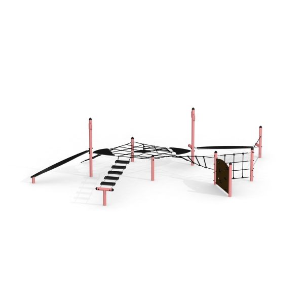 Structure d'escalade pour aire de jeux avec filets et plateformes â€“ Starfish steel structure.