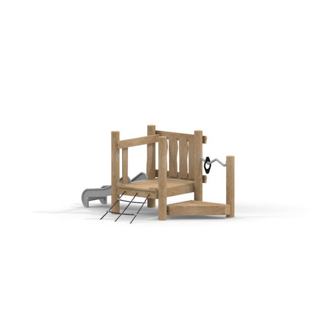 Structure d’escalade en bois Bridge Deck Eco avec toboggan et échelle de corde