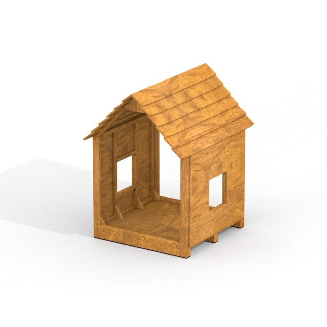 Nature lodging maisonnette en bois pour aire de jeux avec murs et fenêtres ouverts