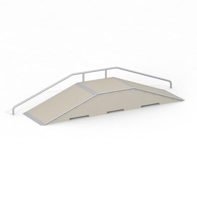 Double ramp avec mains courantes en métal pour le skateboard