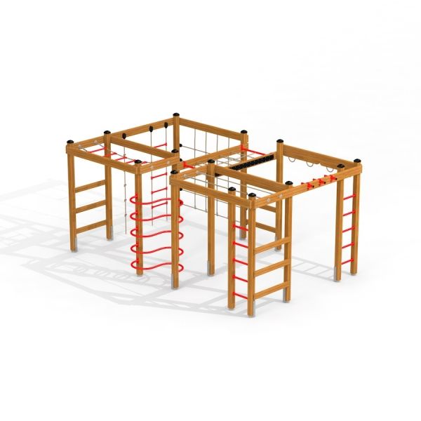 Activity Center wooden playhouse avec des échelles d’escalade et des barres de singe
