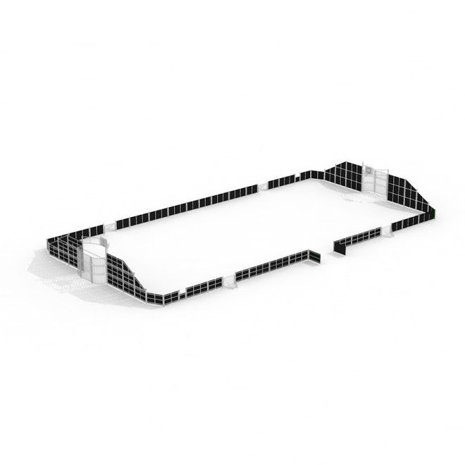 Terrain de sport extérieur Wembley avec clôture et portails autour pour les activités de terrain de jeu