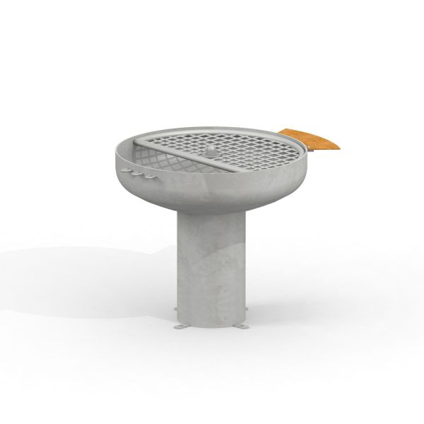 Béton extérieur Grill avec surface de cuisson ronde.