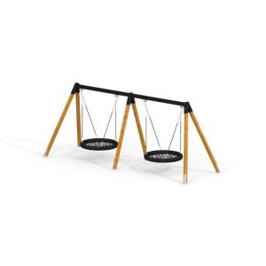 Balançoire en bois double avec nid d'oiseau Ø120cm