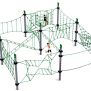 Structure d'escalade en cordes Chinook pour aire de jeux, avec poteaux métalliques et filets verts.